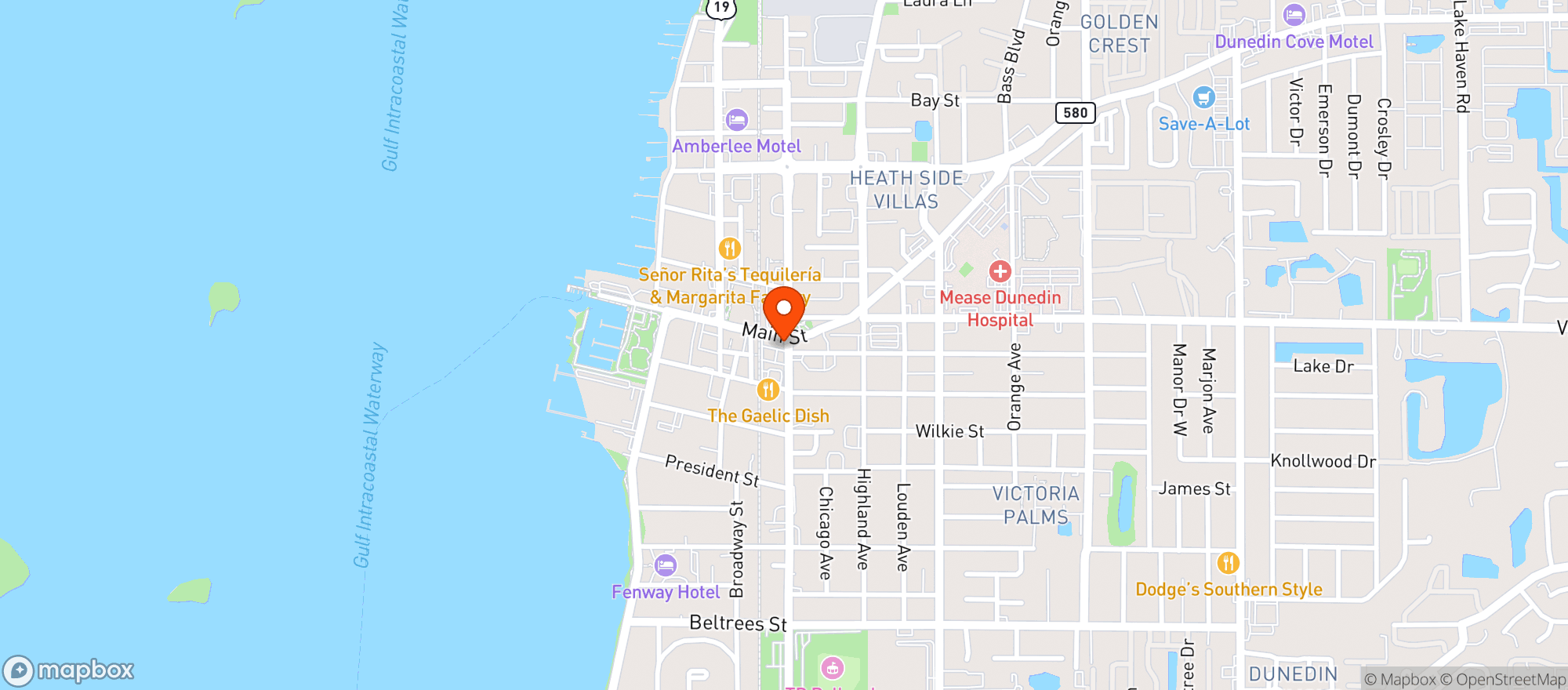 Map showing Skips Bar & Grill