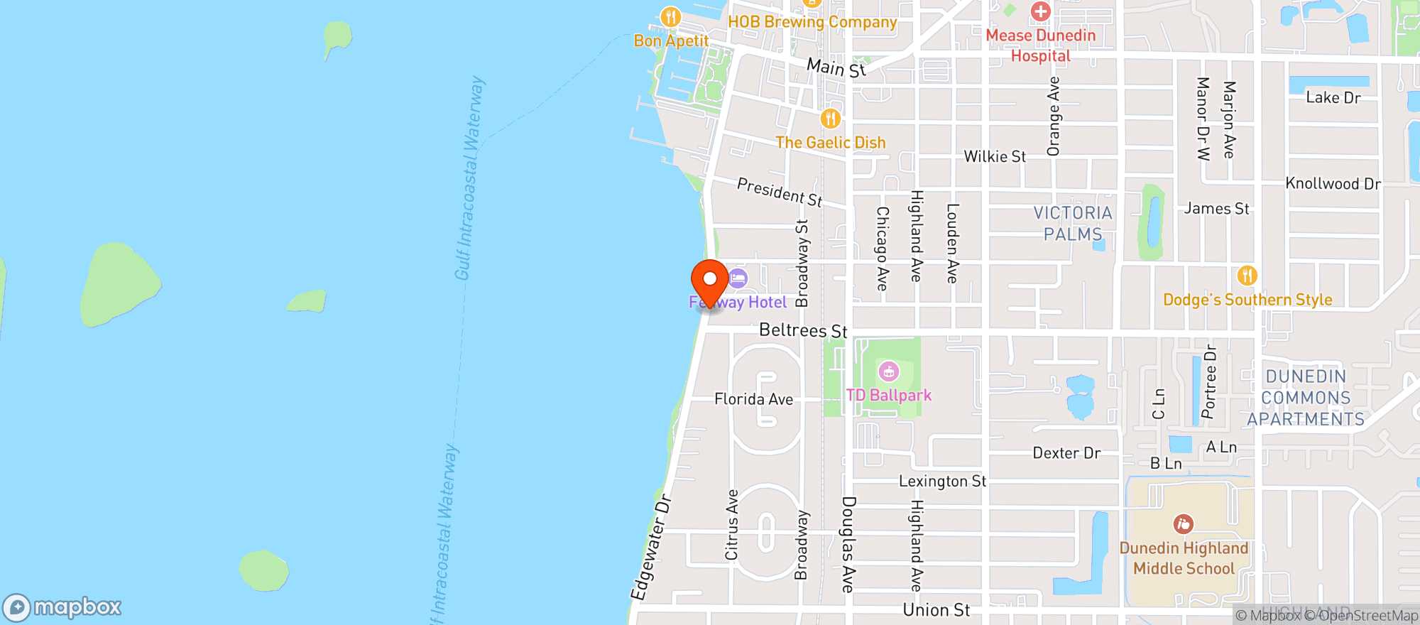 Map showing Fenway Hotel