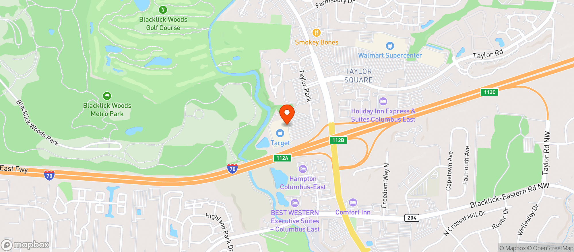 Map showing TARGET - REYNOLDSBURG