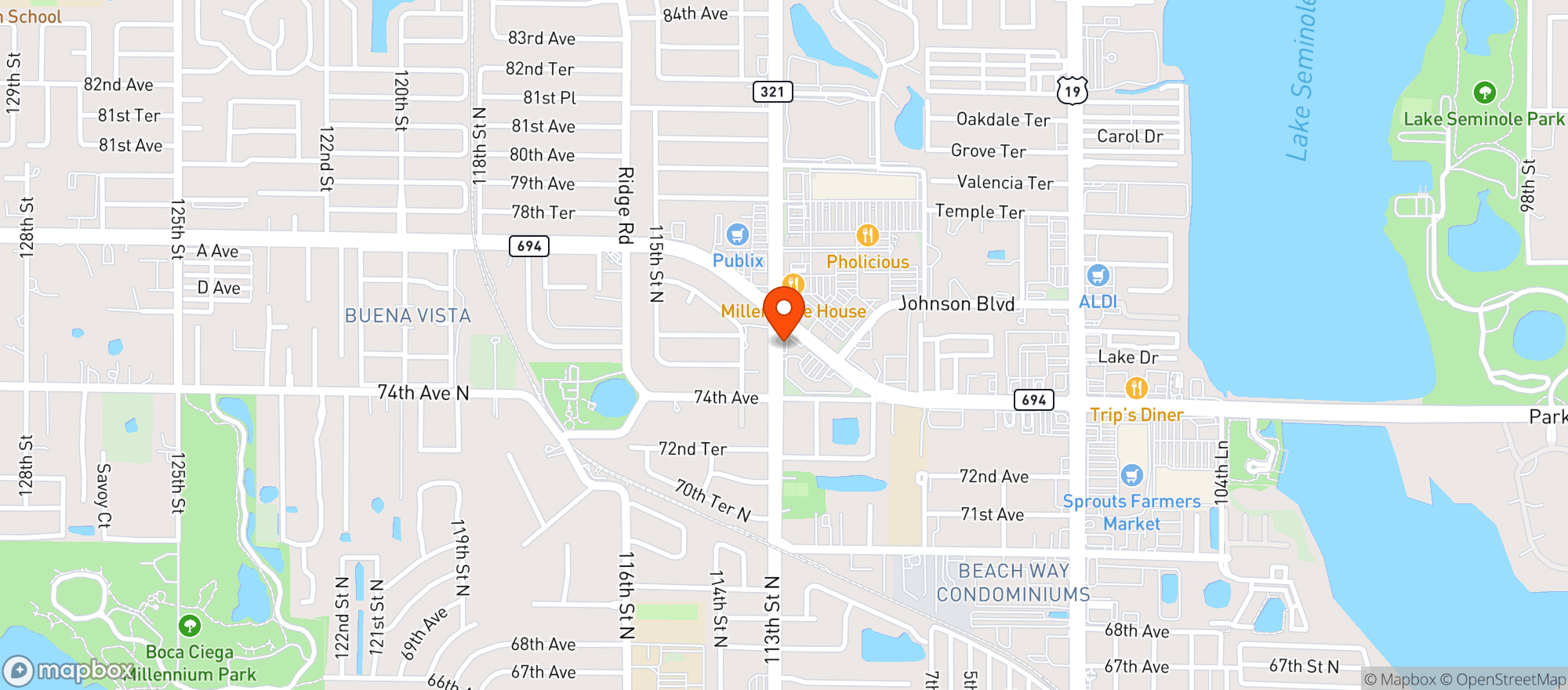 Map showing Millers Ale House