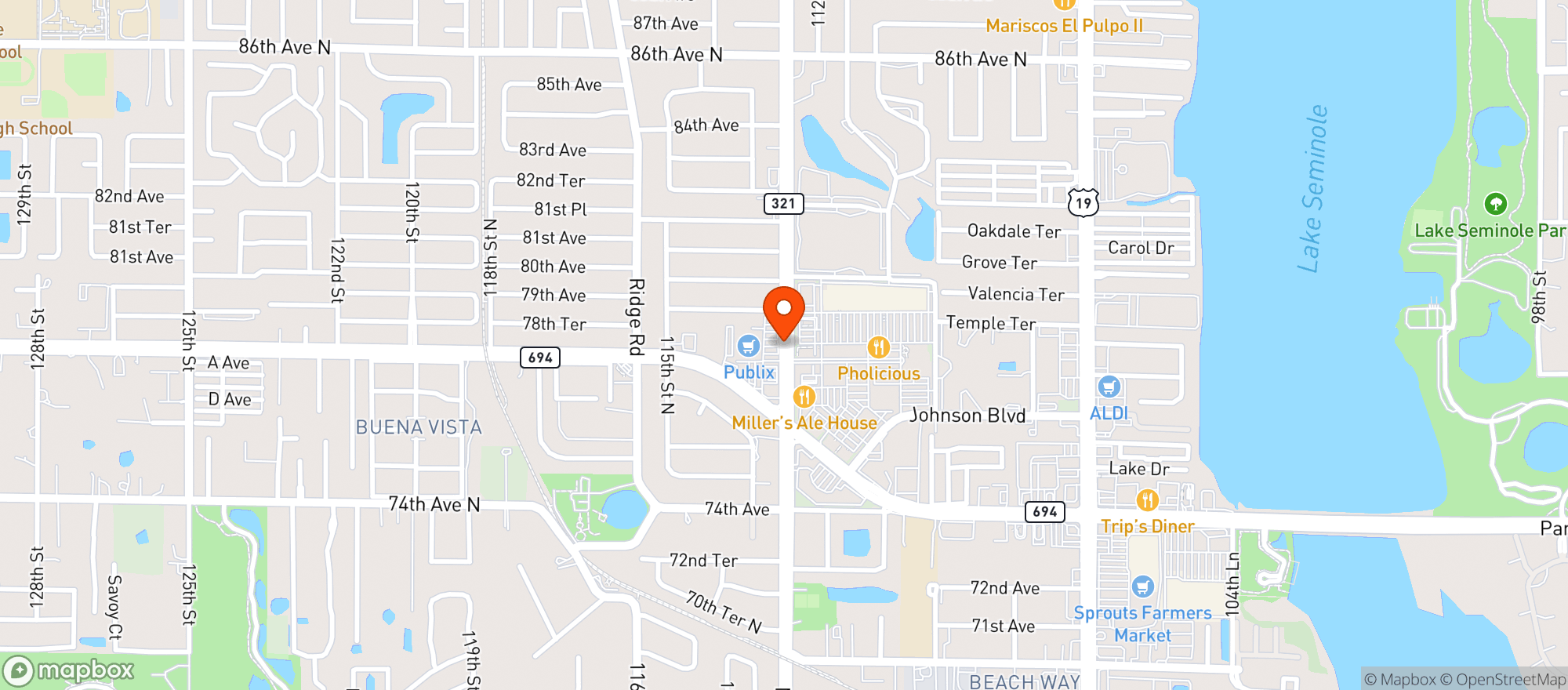 Map showing Publix Super Market