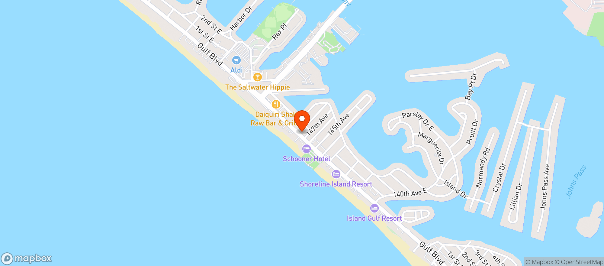 Map showing The Reef Bar & Grill