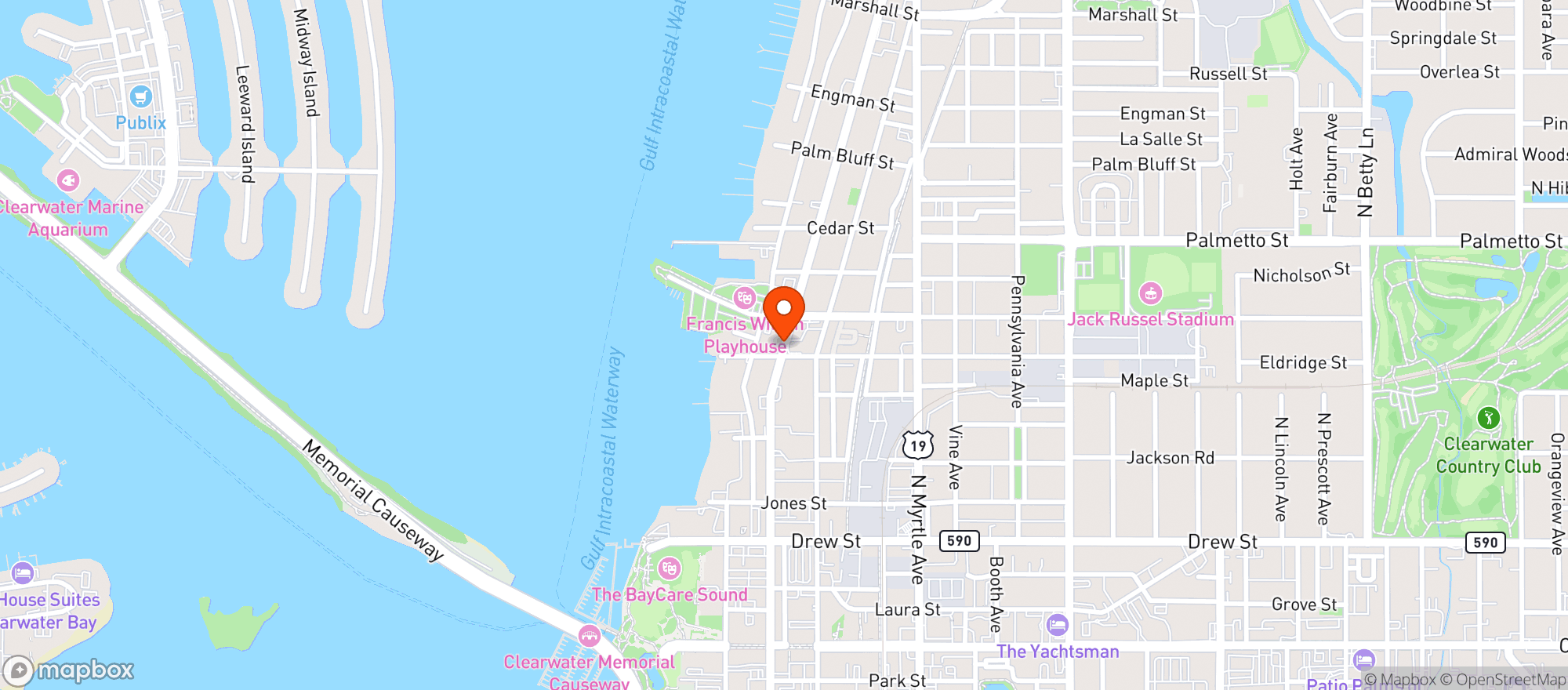 Map showing Clearwater Express