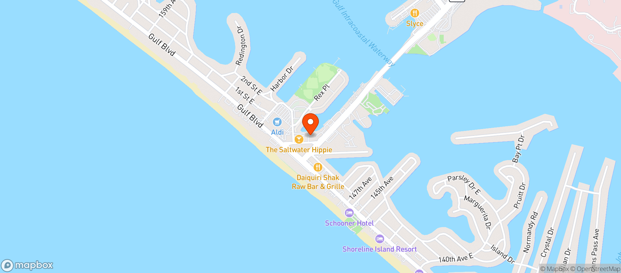 Map showing Broke N Bored Bar & Grill
