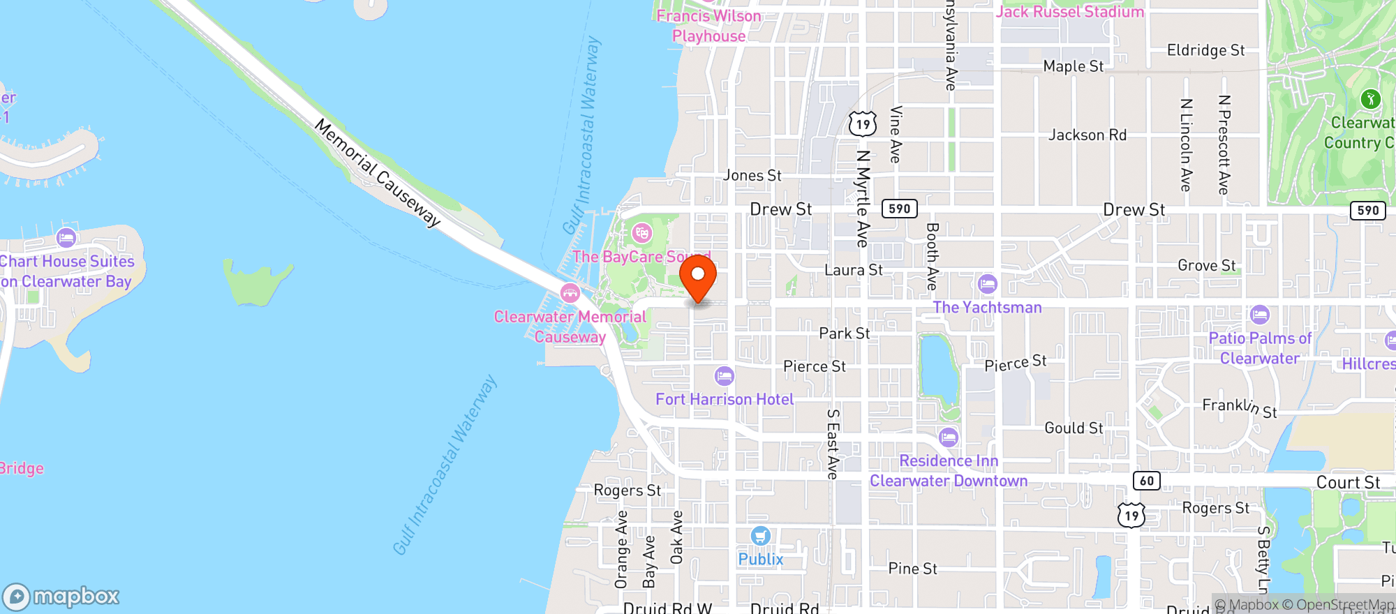 Map showing Ruth Eckerd Hall