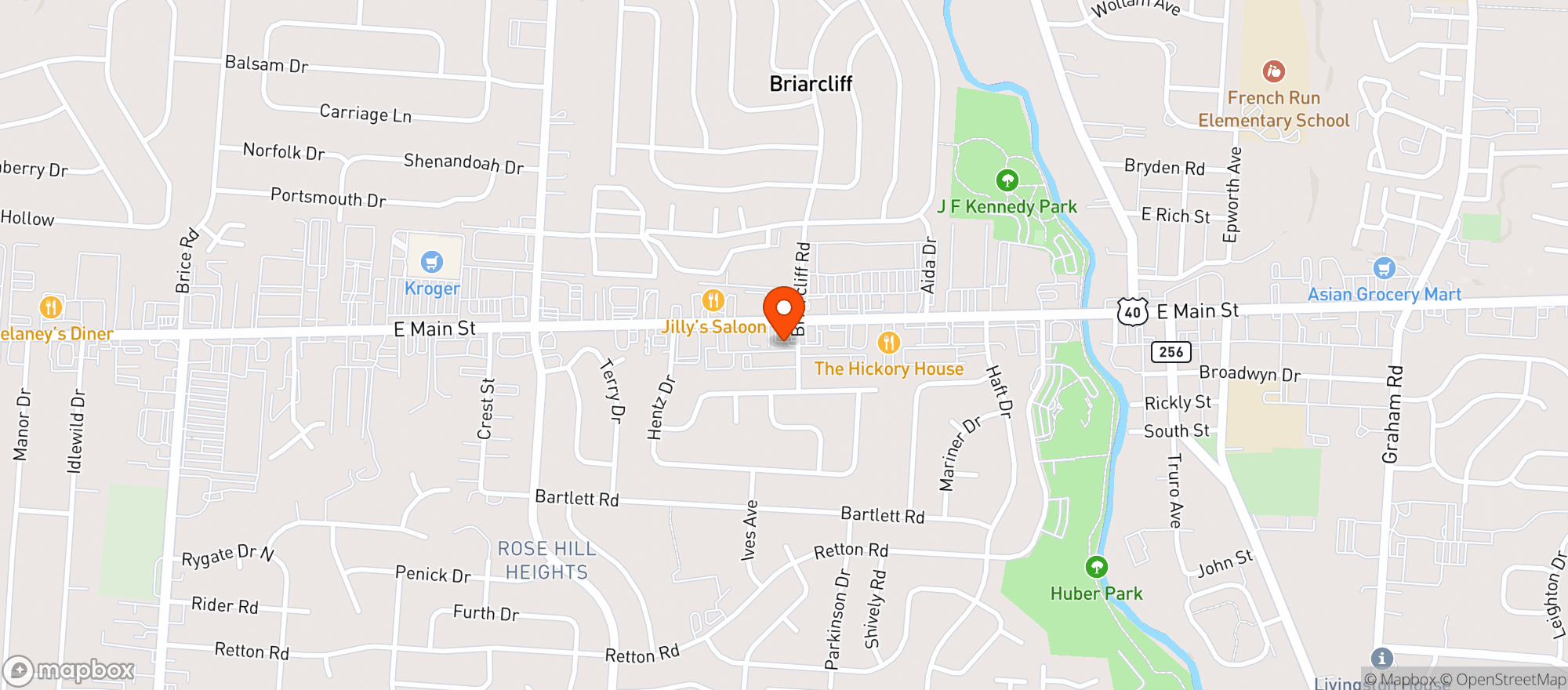 Map showing Yush Sports Bar