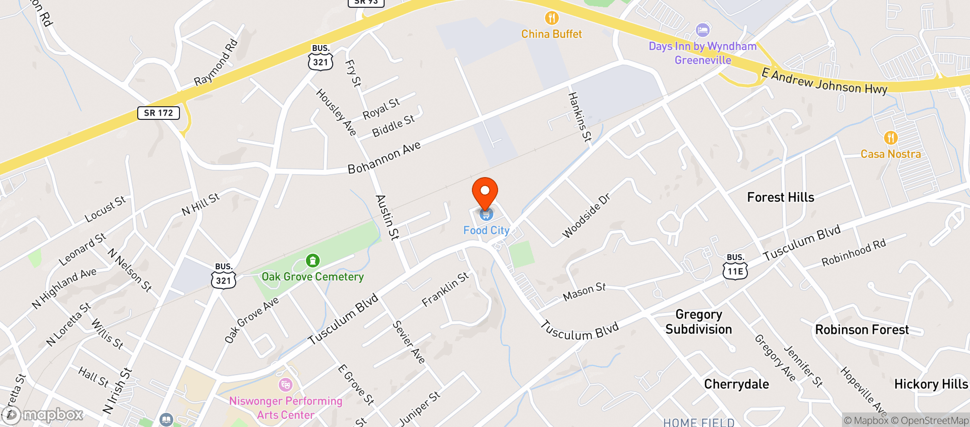 Map showing Food City K Vat