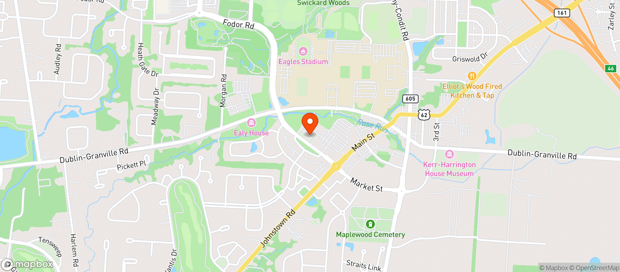 Map showing Rusty Bucket Corner Tav #104