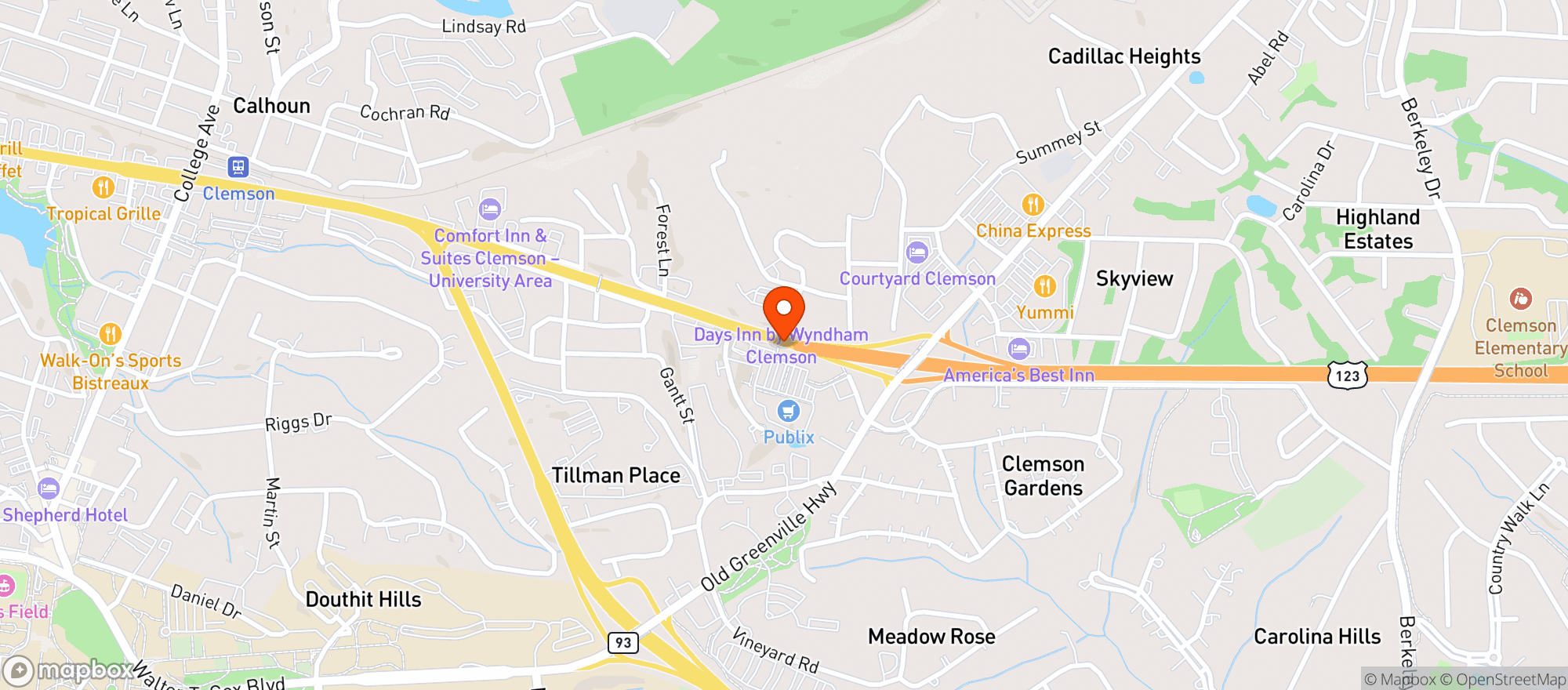 Map showing Publix Super Market