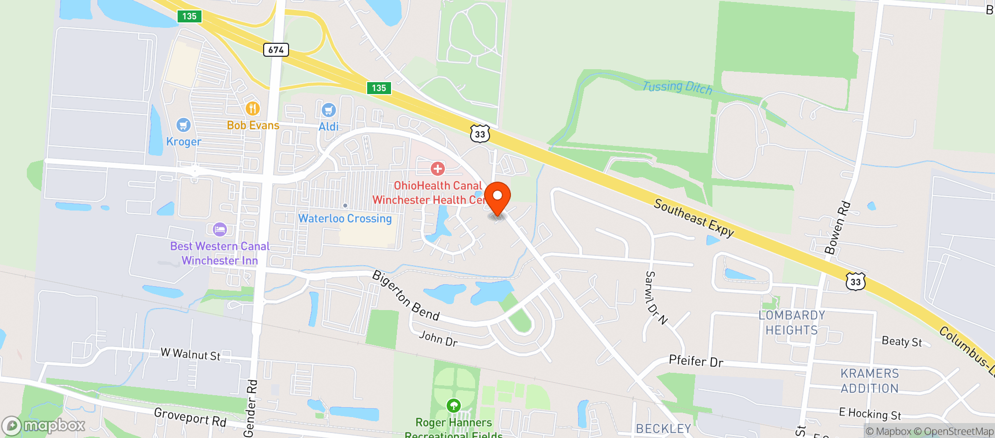 Map showing Sunoco - Canal Winchester
