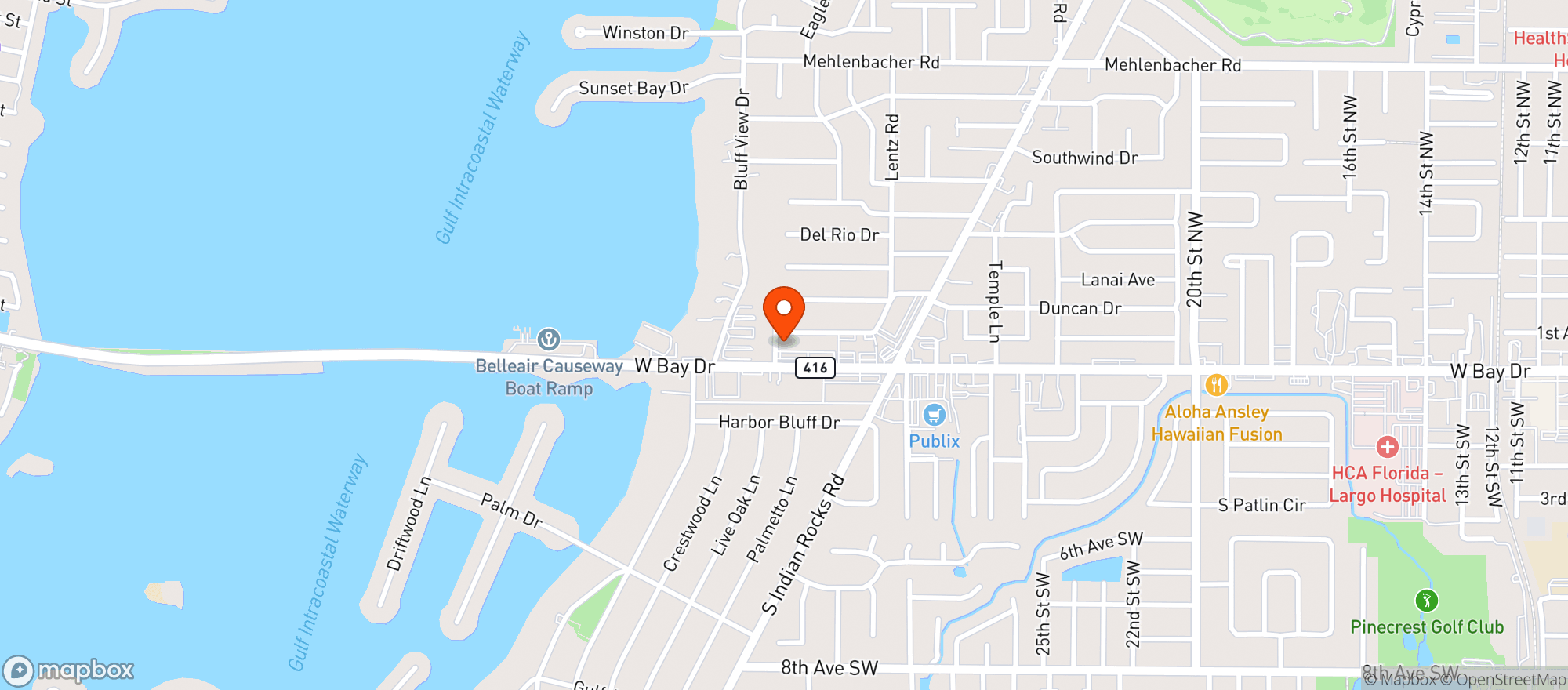 Map showing Westshore Pizza #34