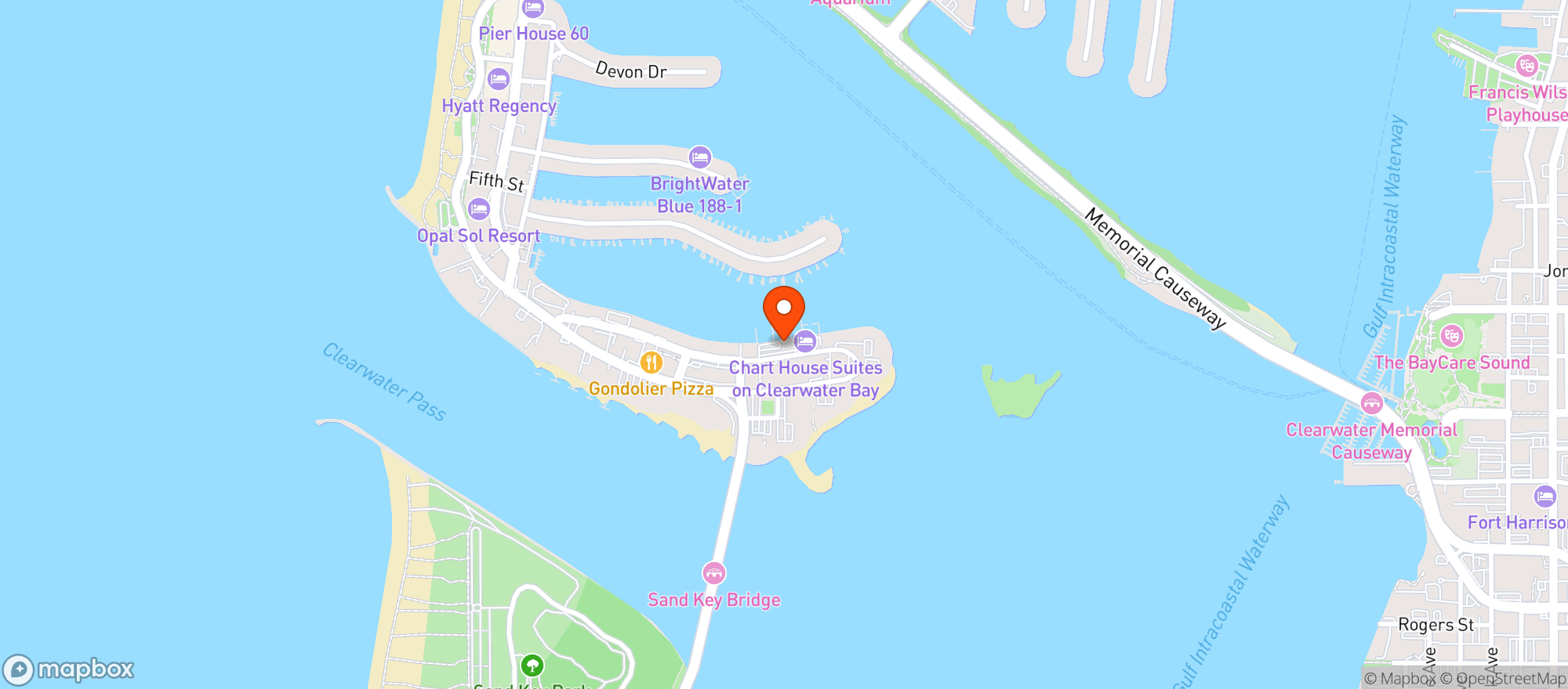 Map showing Clearwater Yacht Club