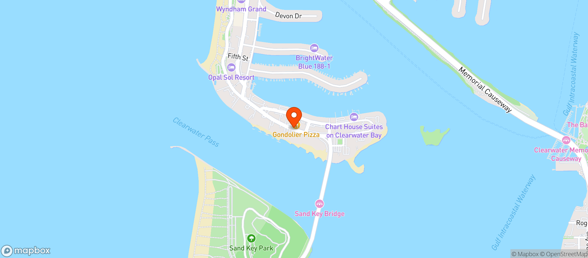 Map showing Gondolier Italian Restaurant