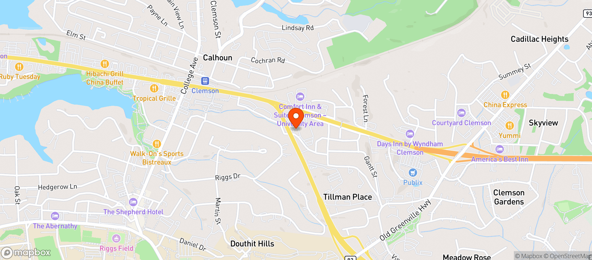 Map showing Stop & Go Clemson (gvl)