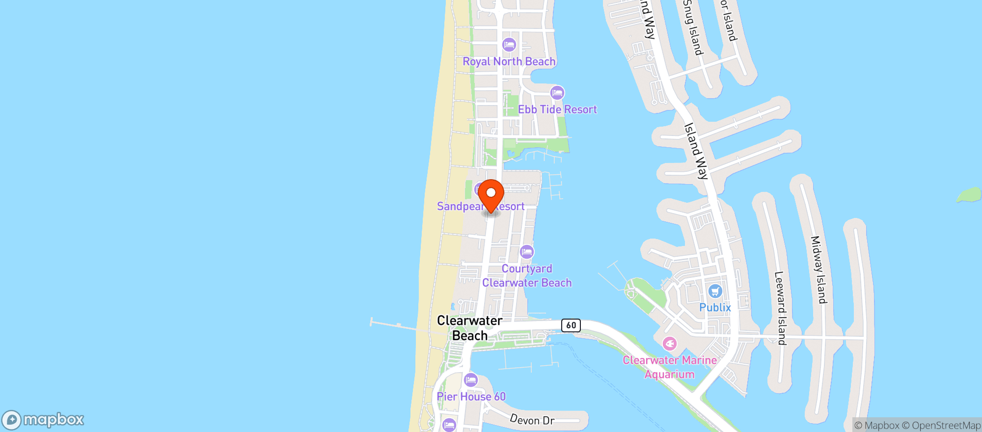 Map showing Clear Skyz Cafe