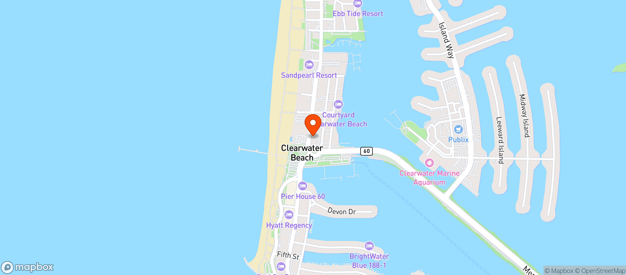 Map showing Surfside Tap House