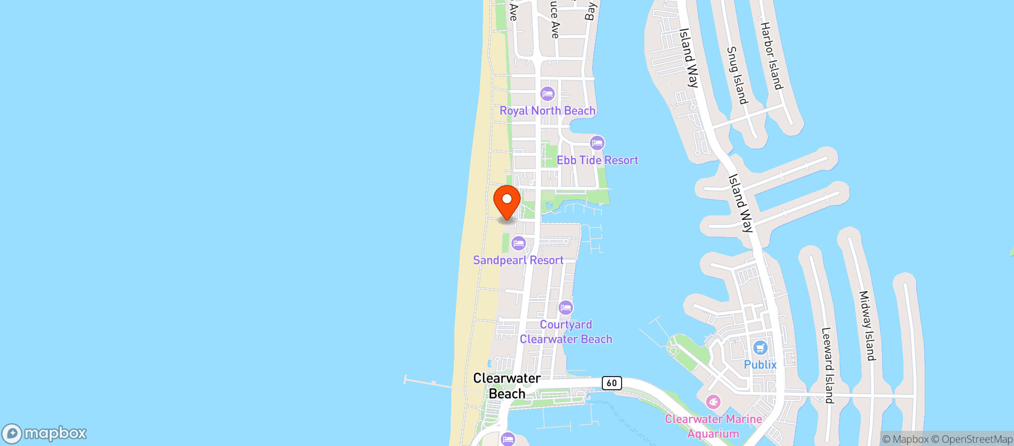 Map showing Frenchy's Rockaway Grill