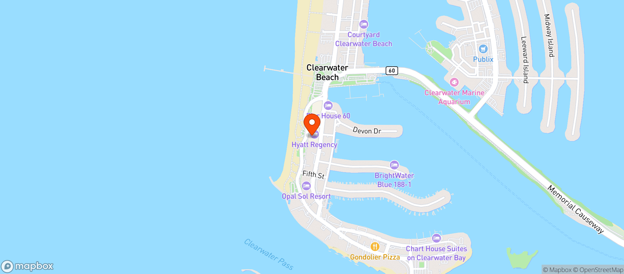 Map showing Hyatt Regency Clearwater