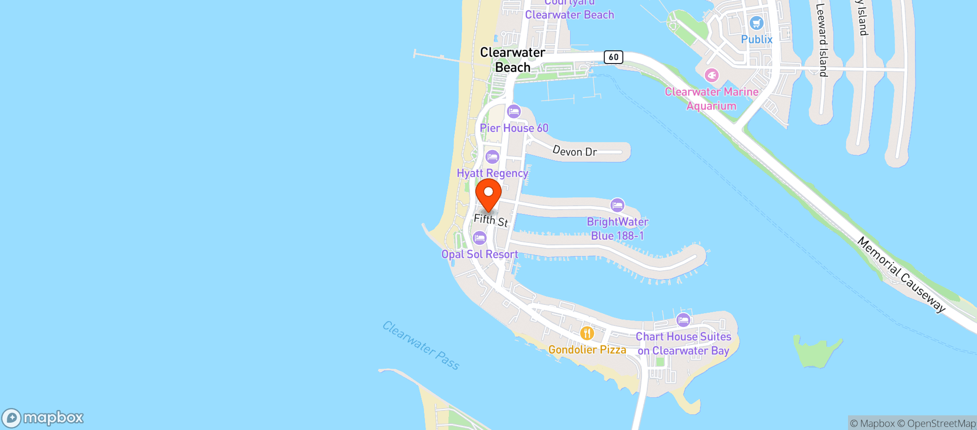 Map showing The Hiatus Clearwater