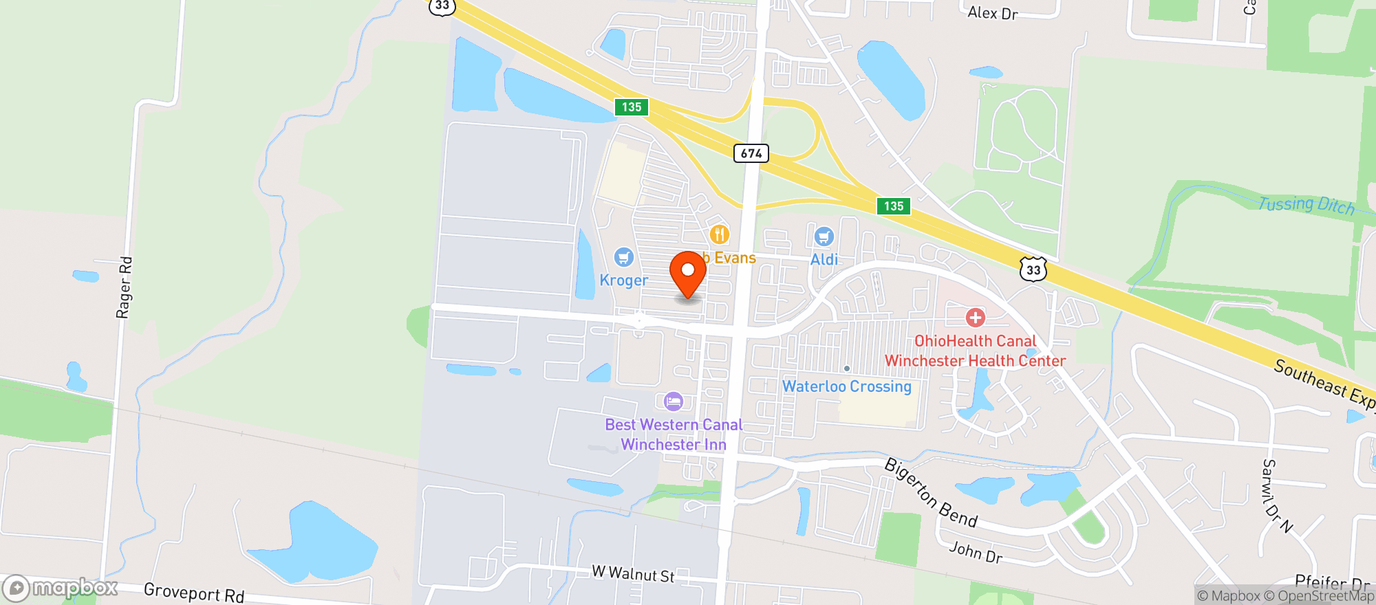 Map showing Grapevine Pizza