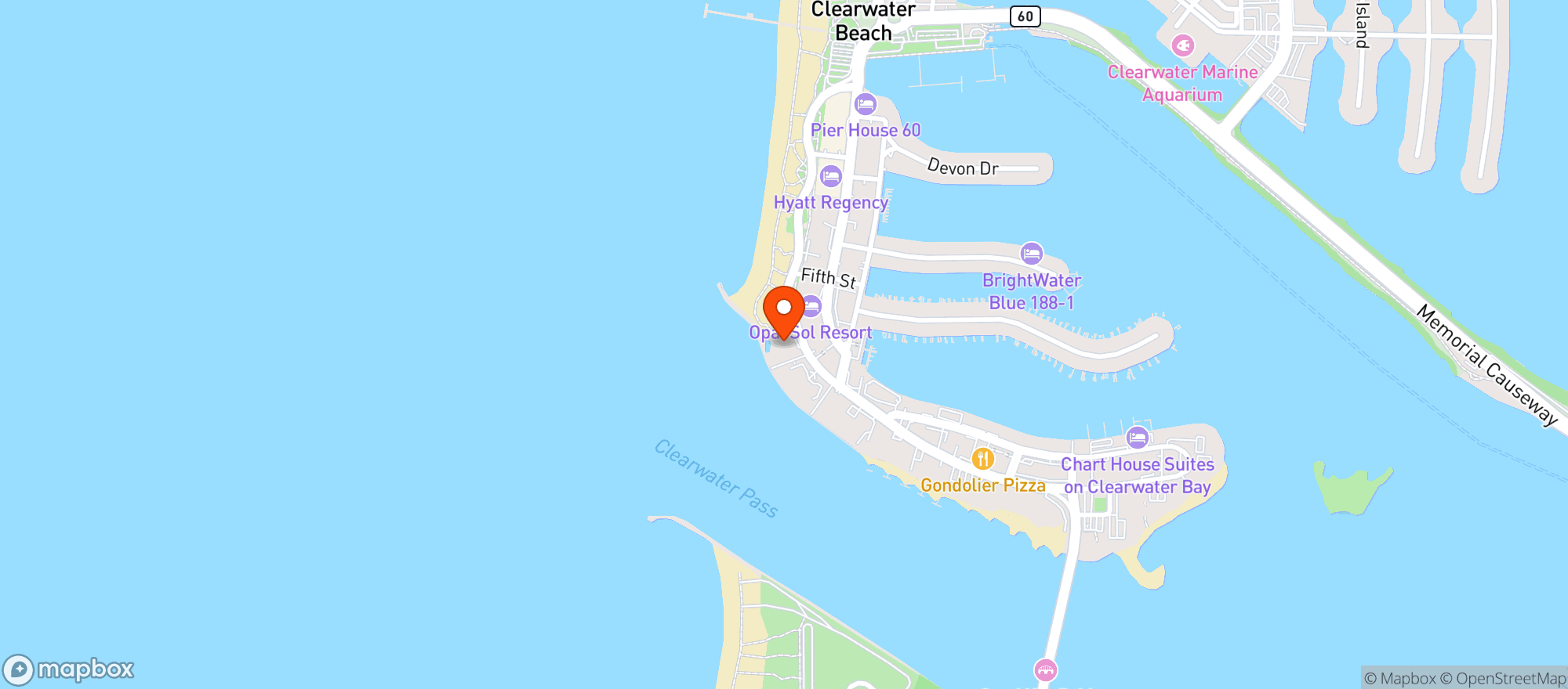Map showing Opal Sands Resort
