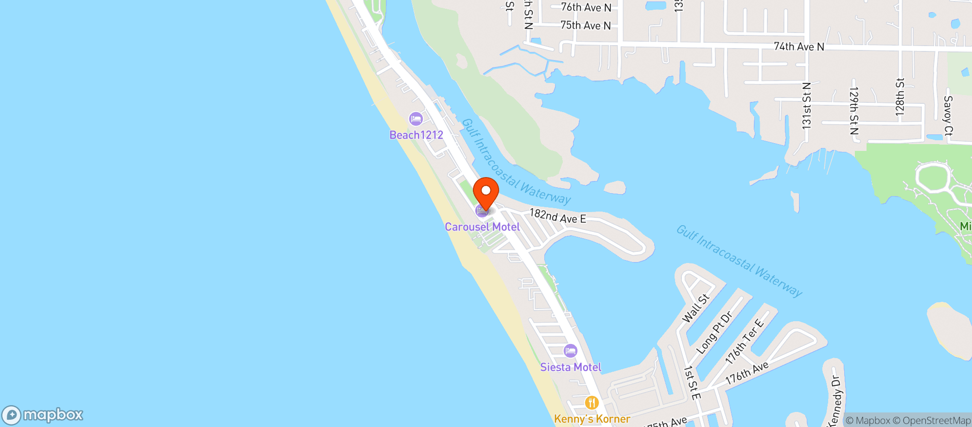 Map showing Tropicana Grill