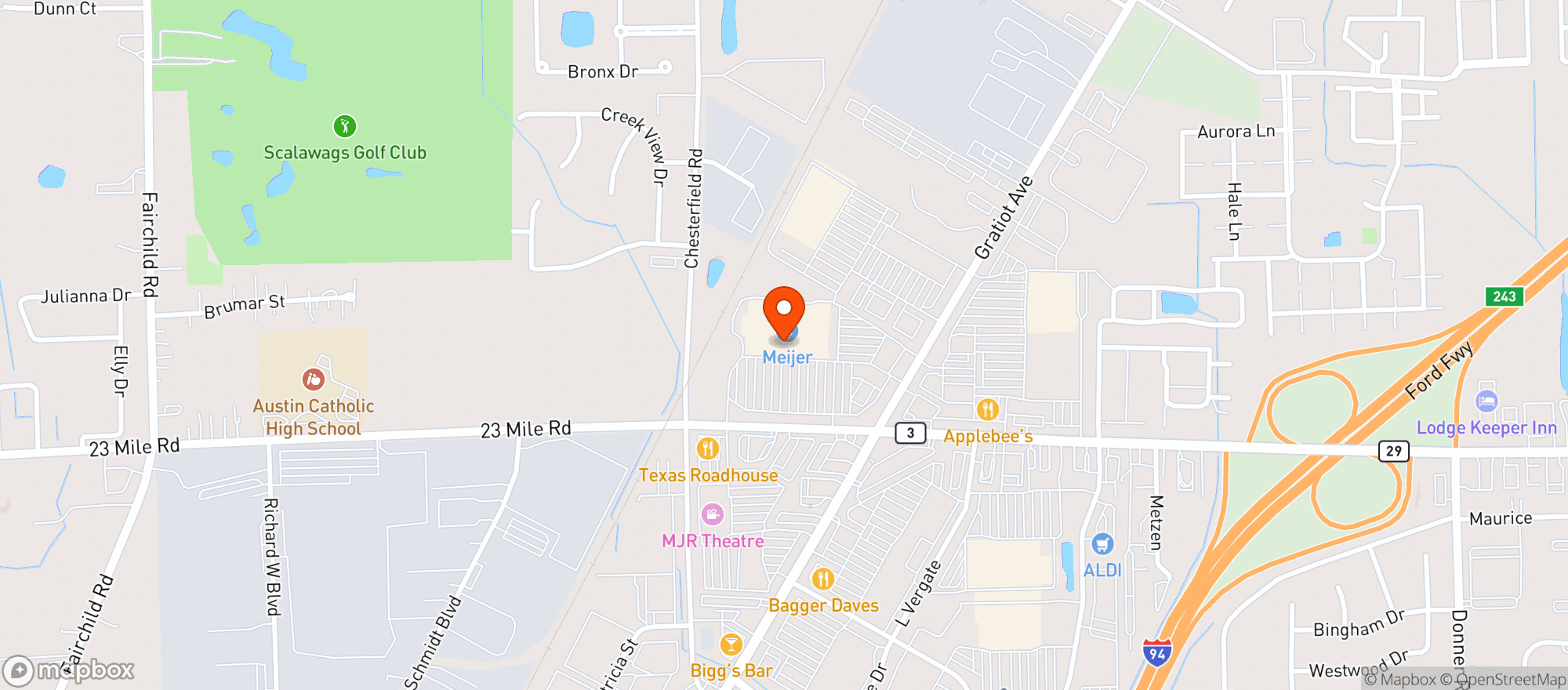 Map showing Meijer