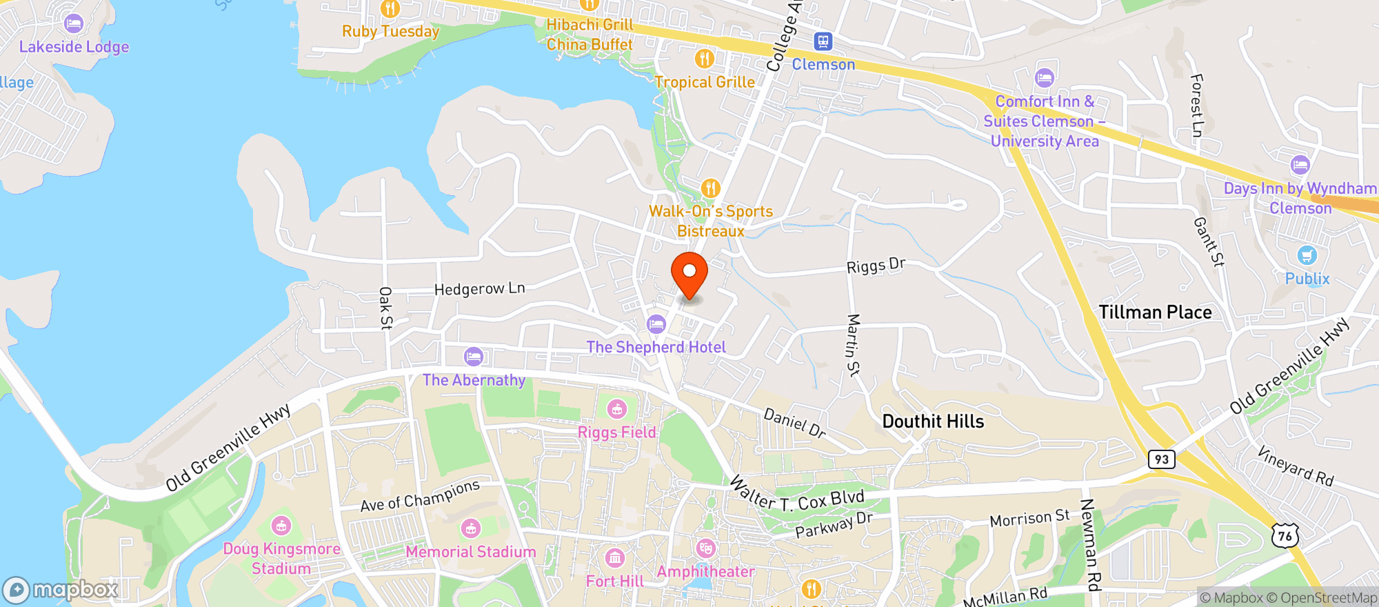 Map showing Wild Side - Clemson
