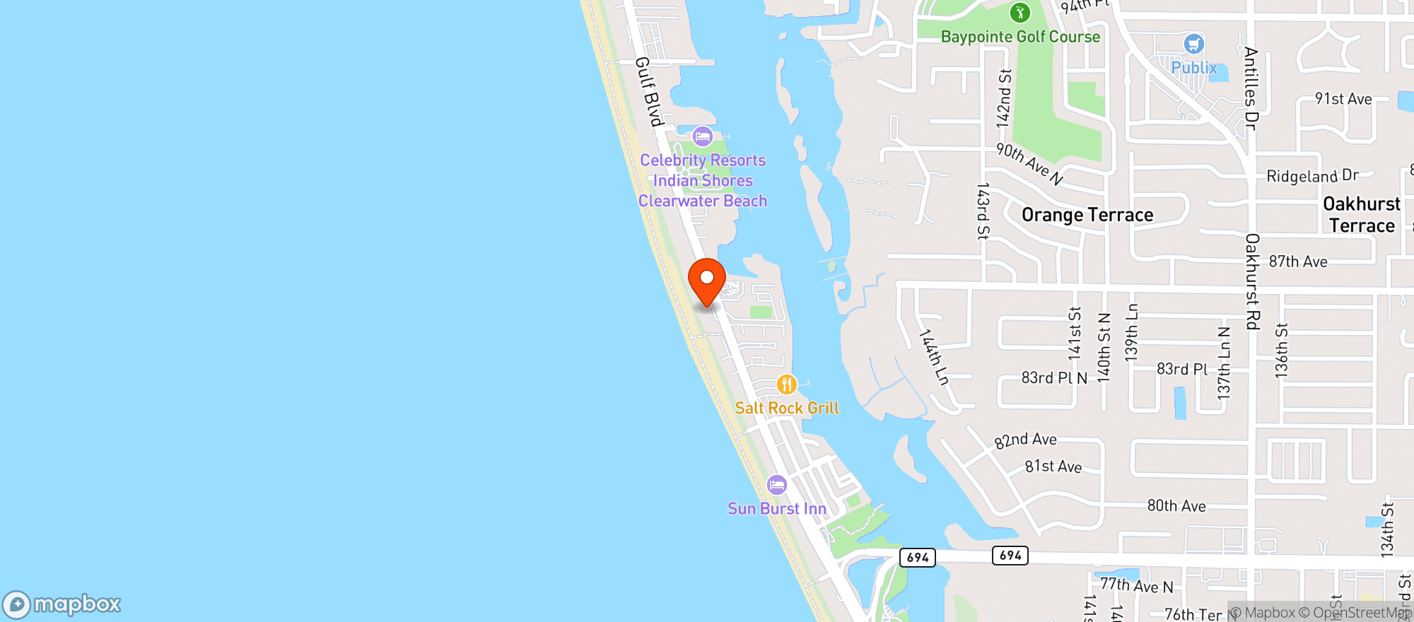 Map showing Chateaux Condominiums Indian Shores