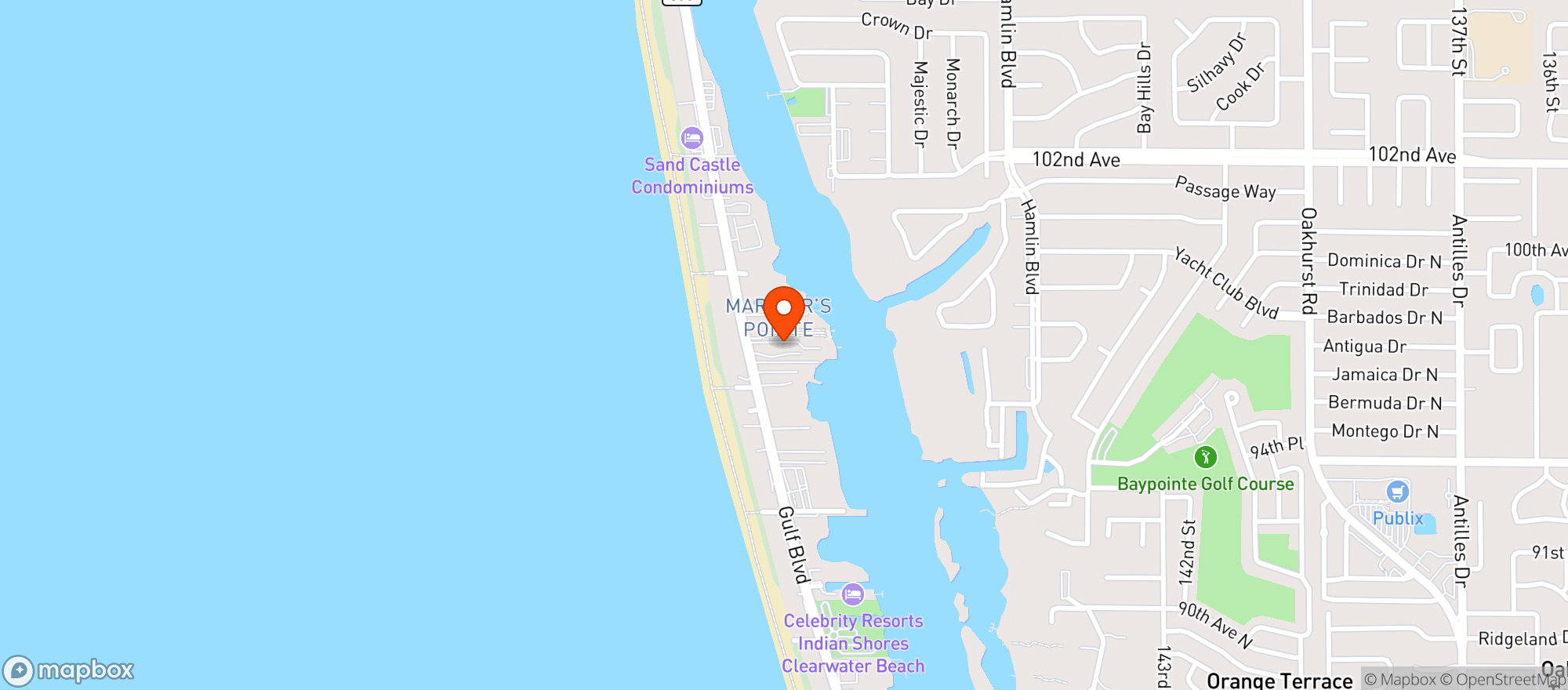 Map showing Indian Shores Food Mart