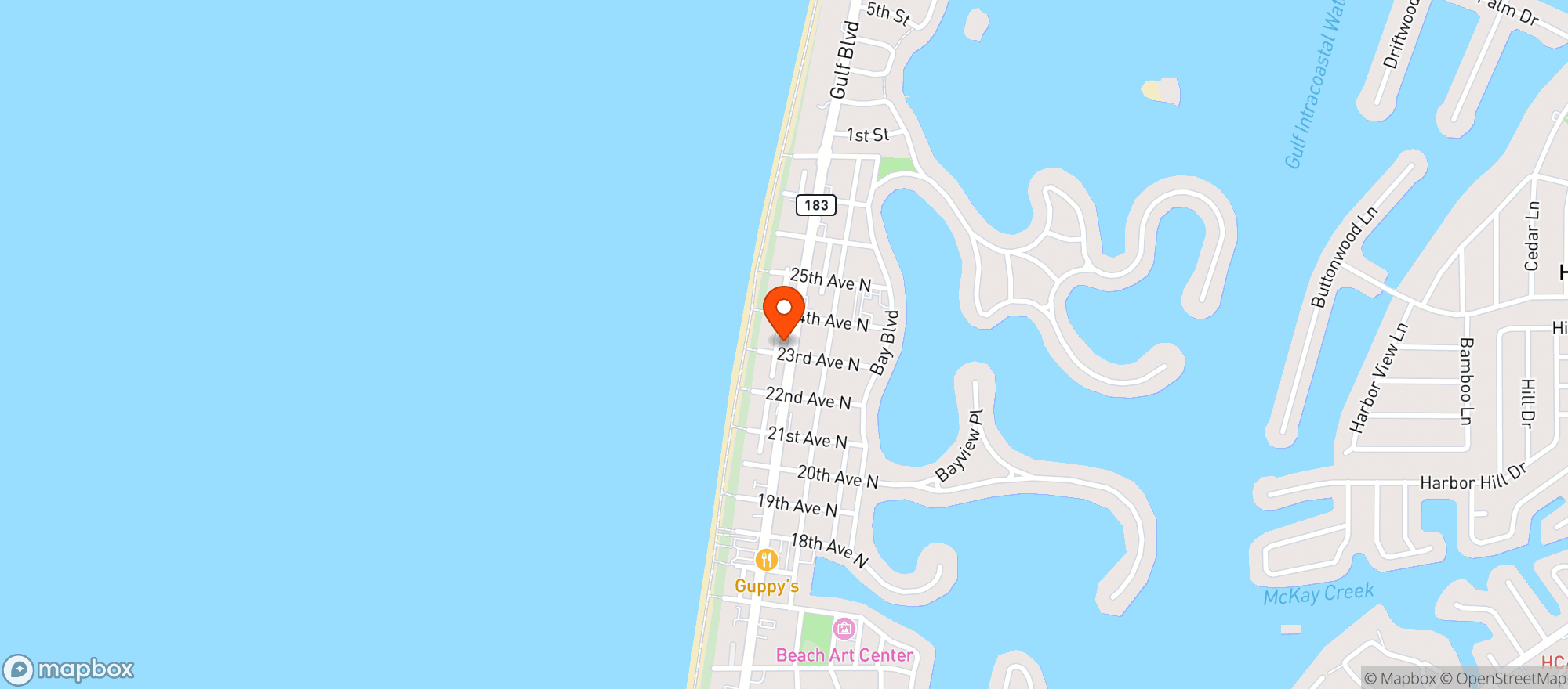 Map showing Beach Waves Grill Llc