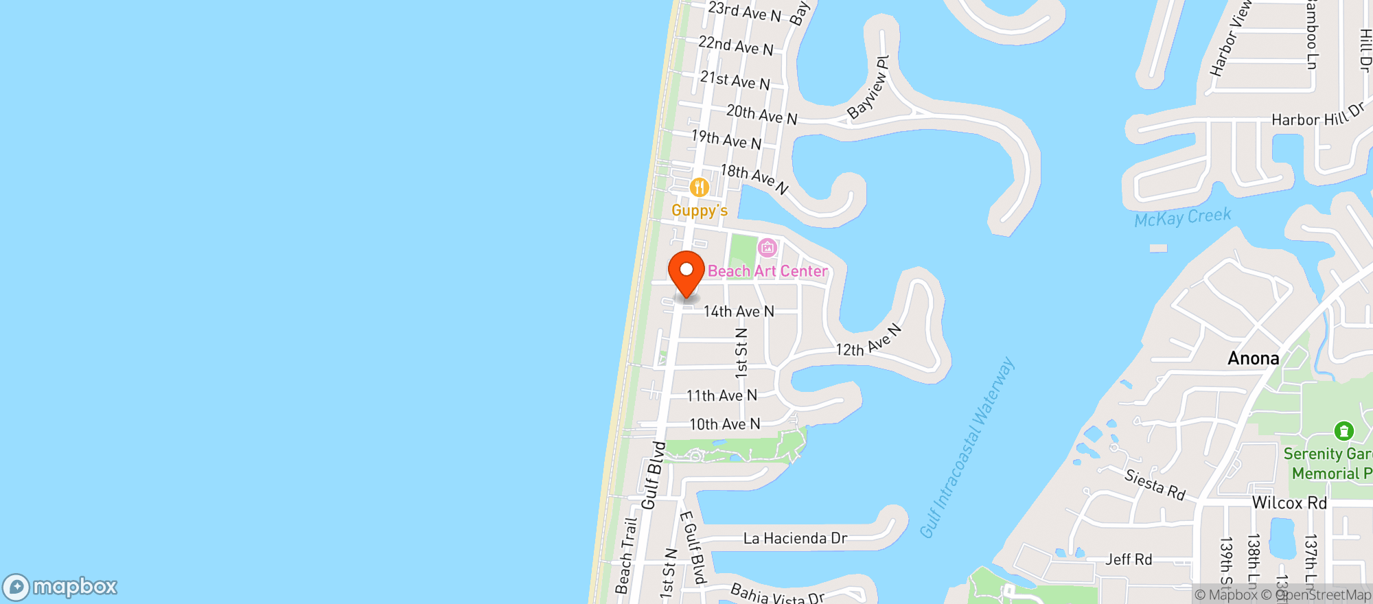 Map showing Indian Rocks Cafe Deli