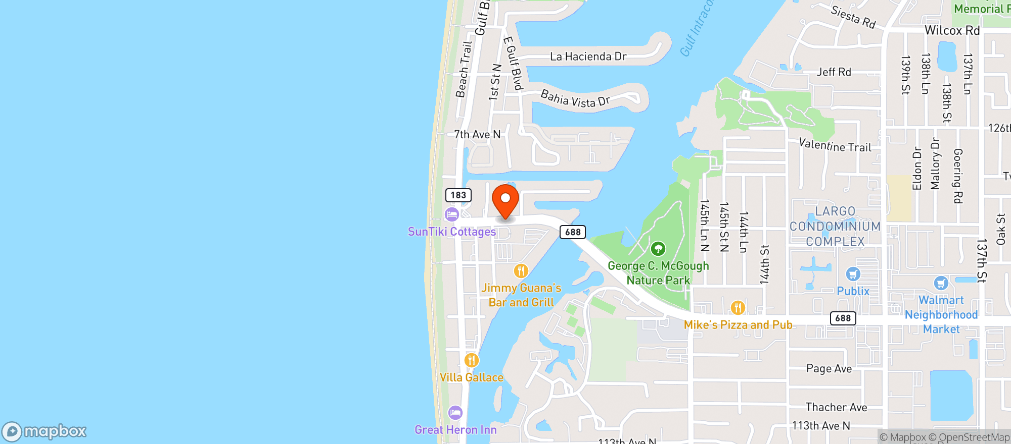 Map showing Pjs Oyster Bar