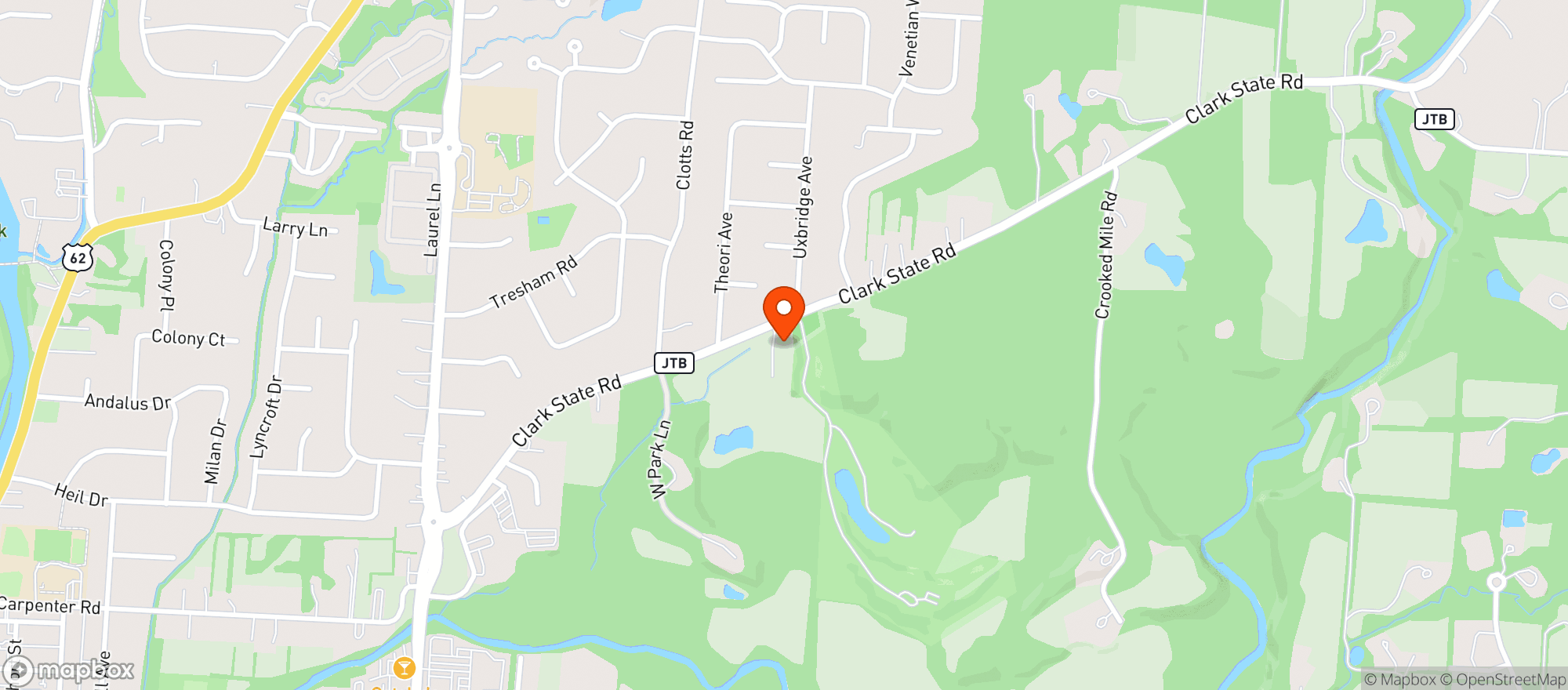 Map showing Rocky Fork Hunt & Country