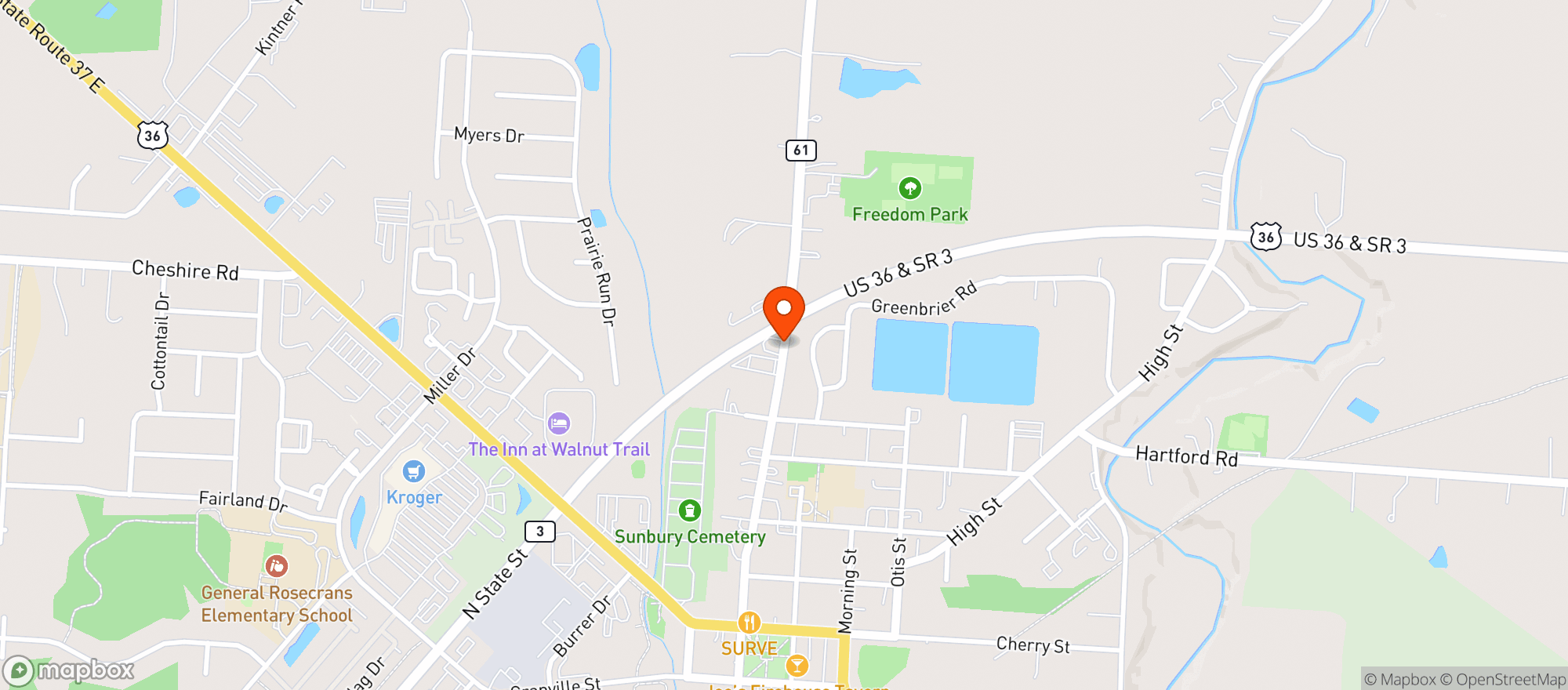 Map showing Hub Carry Out & Deli