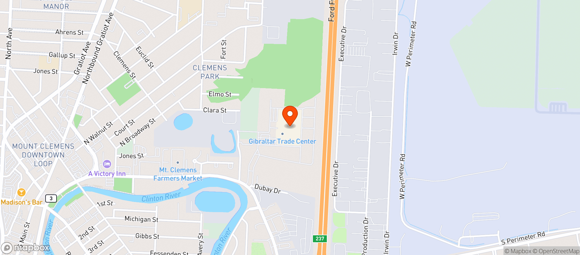 Map showing Pleasantrees Cannabis Dispensary Mount Clemens