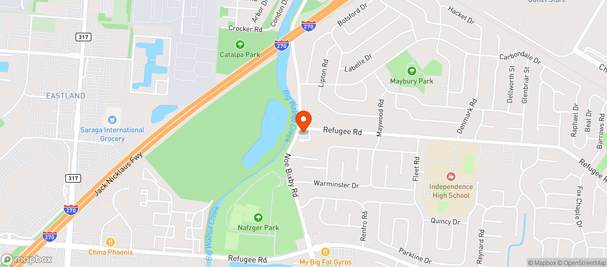 Map showing Noe Bixby Marathon