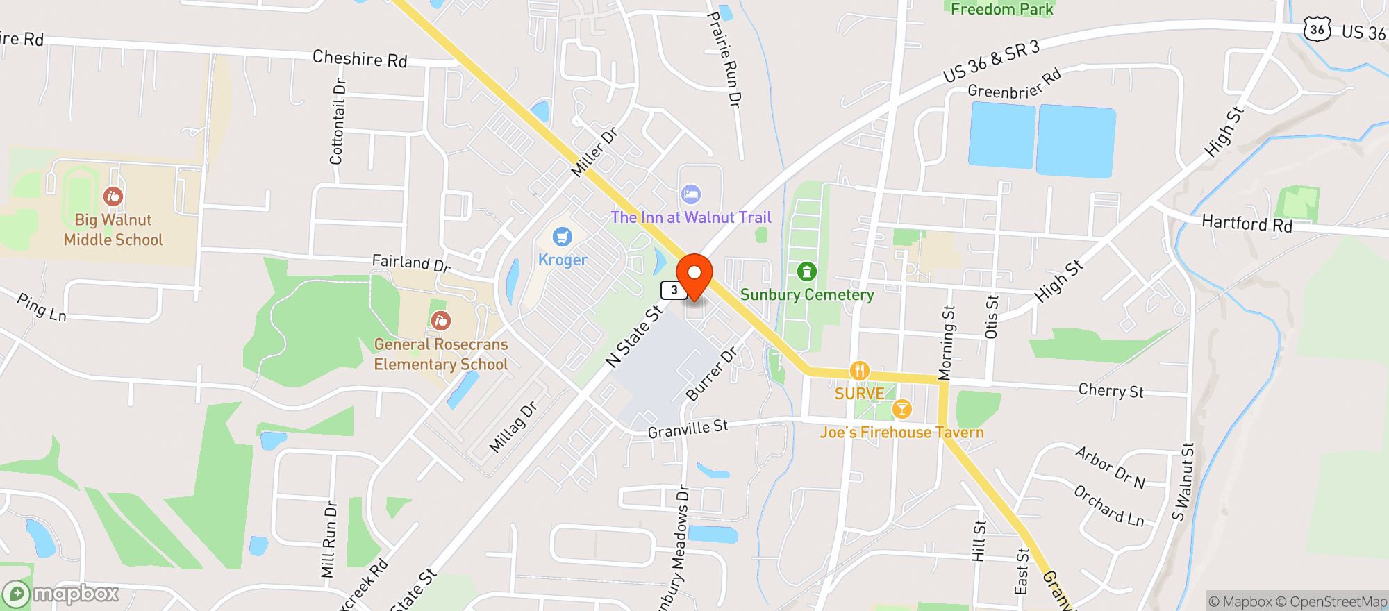 Map showing Cvs