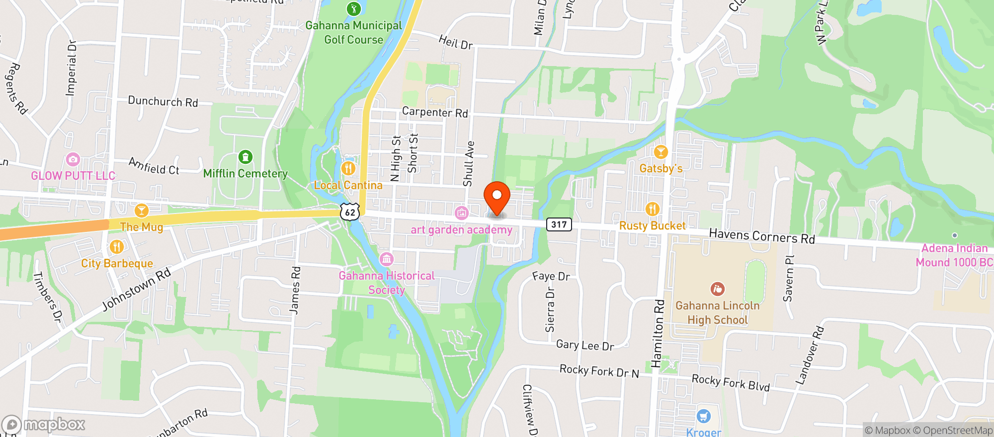 Map showing Alpine Beverage Drive Thru