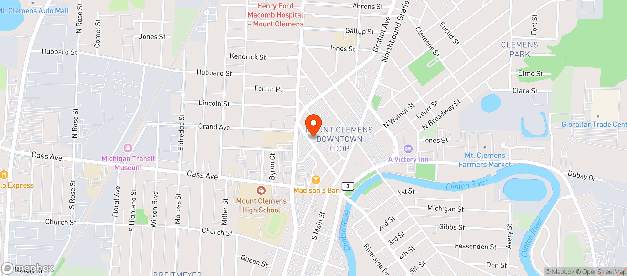 Map showing Orleans Billiards & Cafe