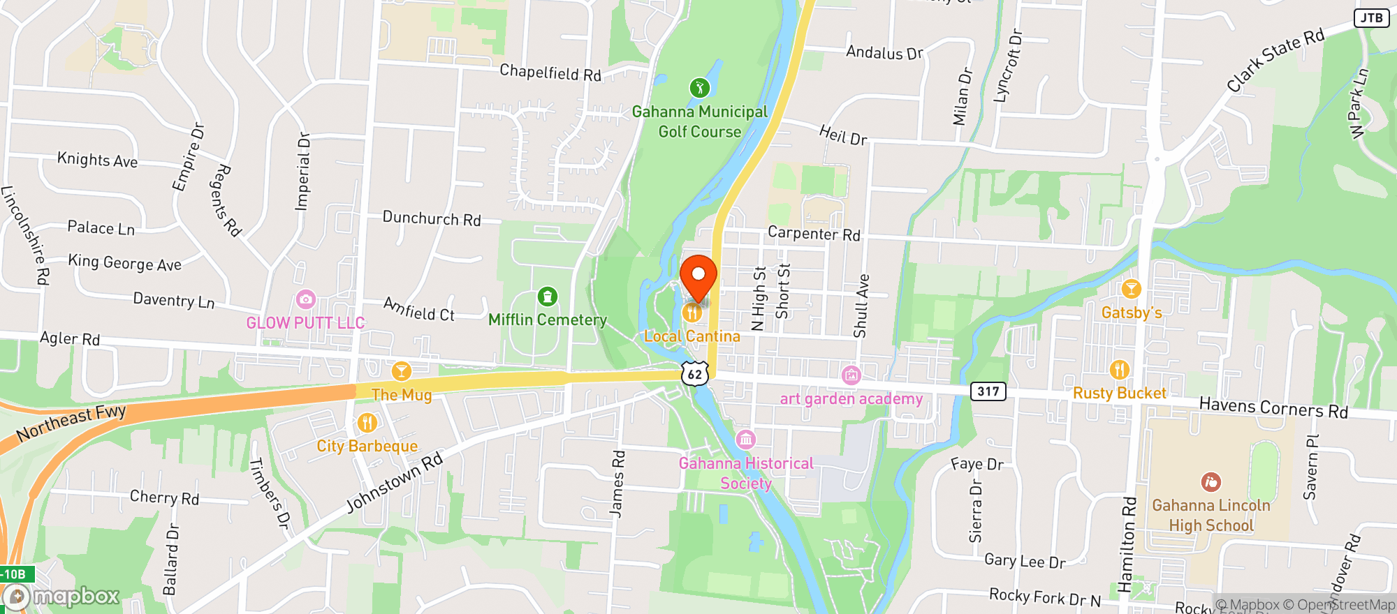 Map showing Local Cantina