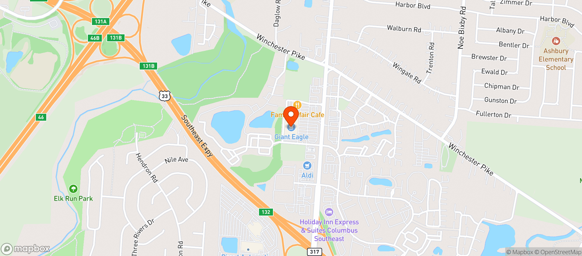 Map showing GIANT EAGLE - GROVEPORT