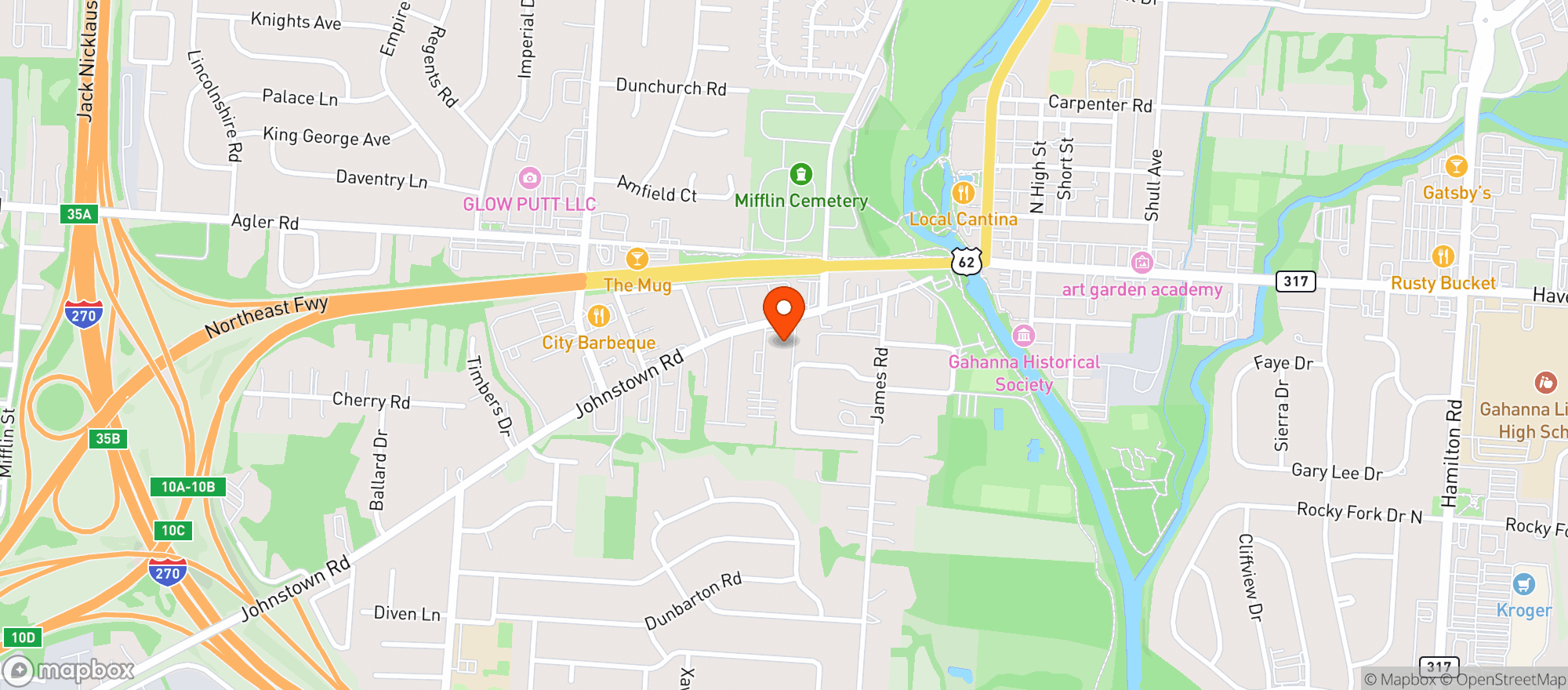 Map showing The Pub In Gahanna
