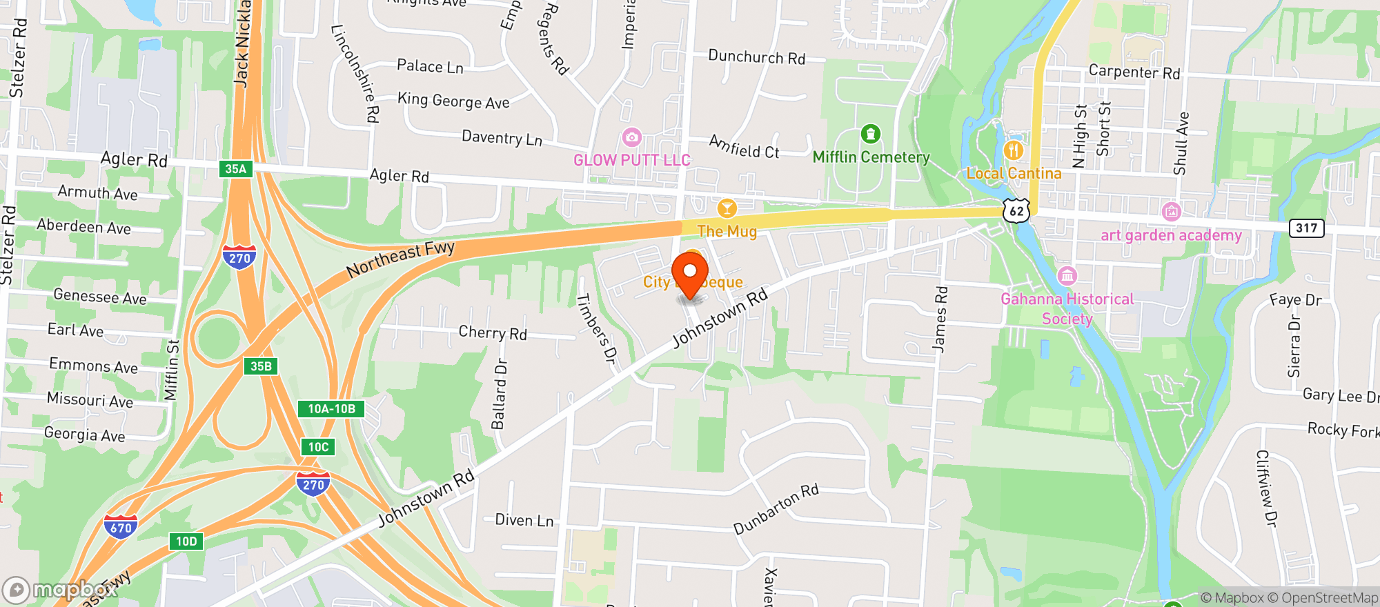 Map showing Rossettis Drive Thru Express