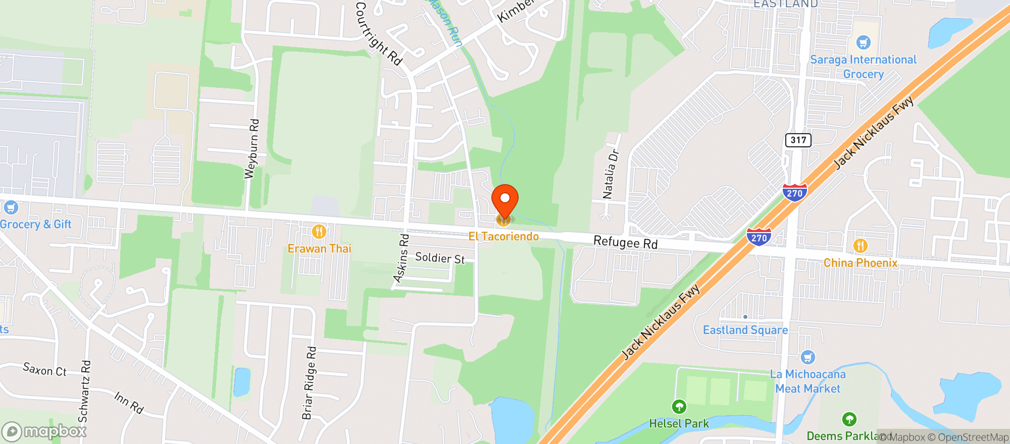 Map showing Louies Drive Thru