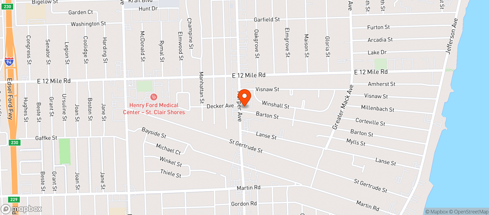 Map showing Josephs Party Shoppe