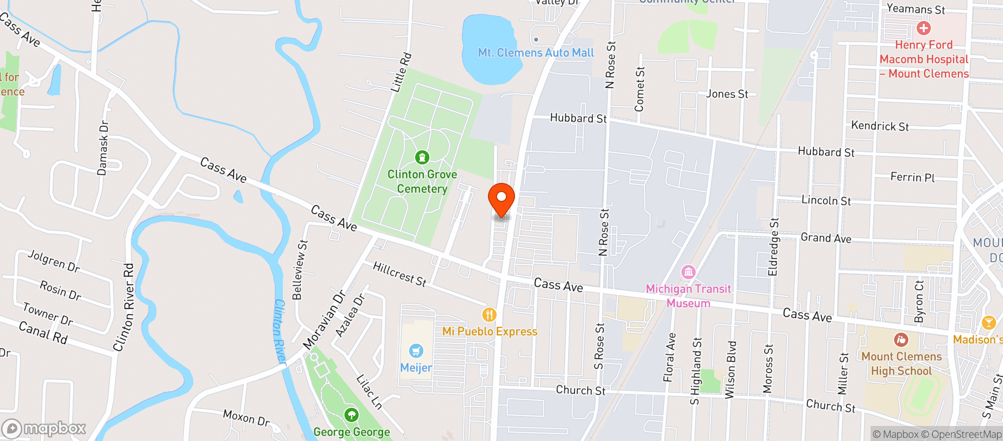 Map showing Jars Mt Clemens