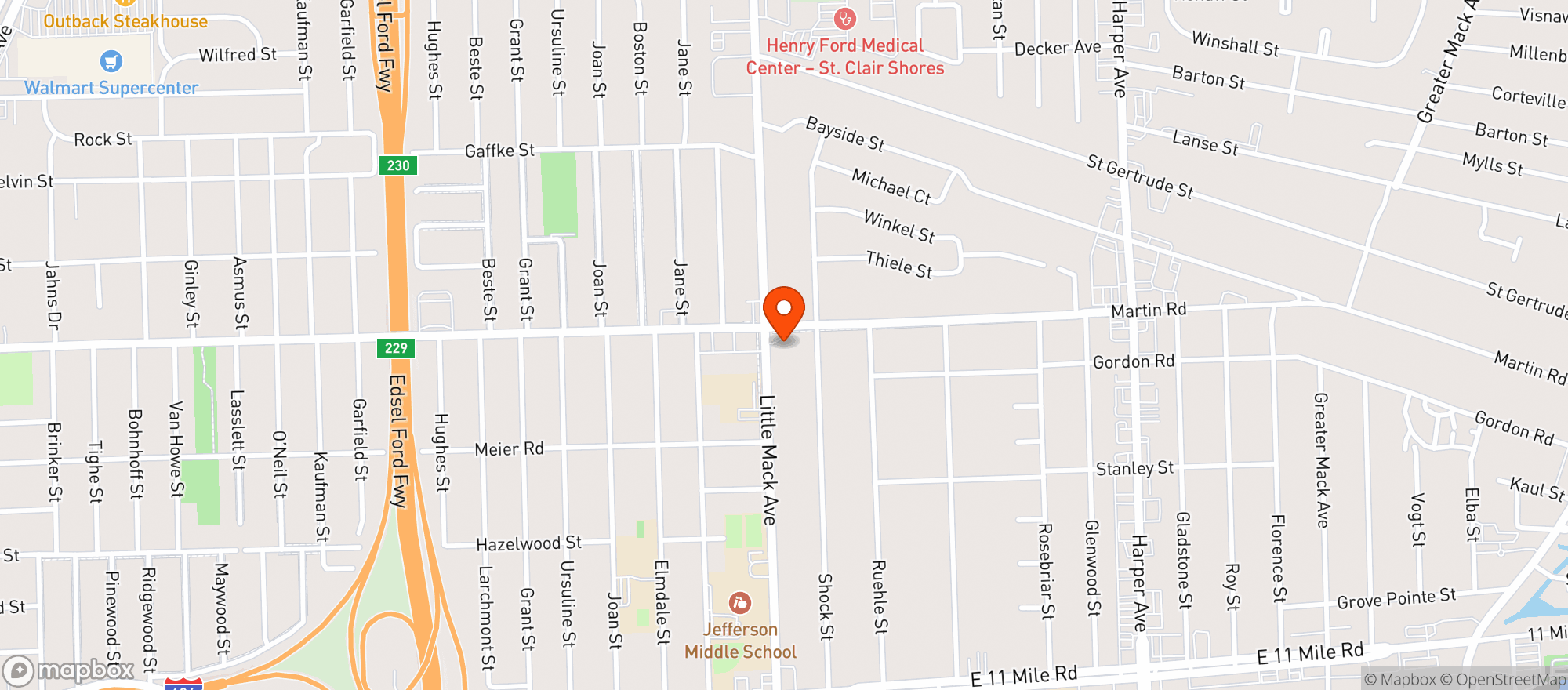 Map showing Little Mack Beer & Wine Party Shopp