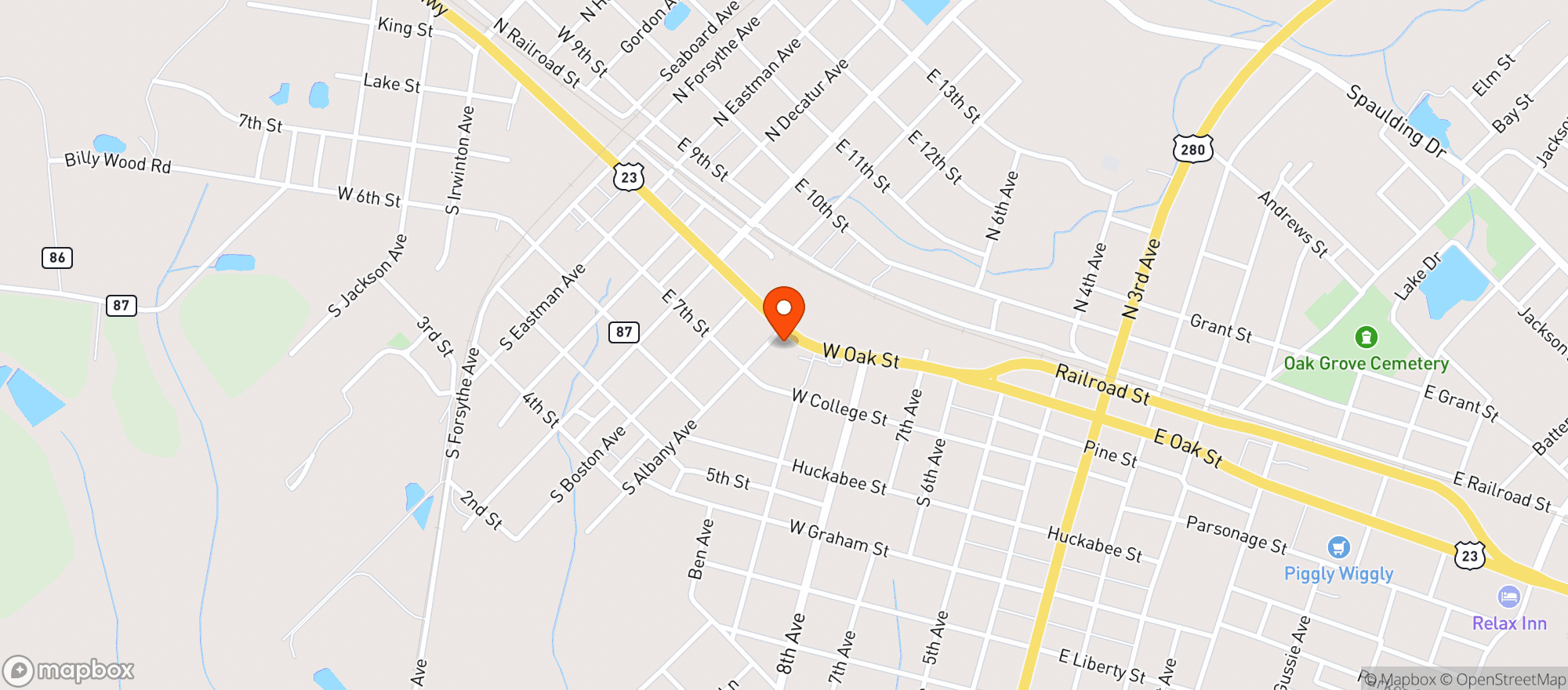 Map showing Jacks Mart