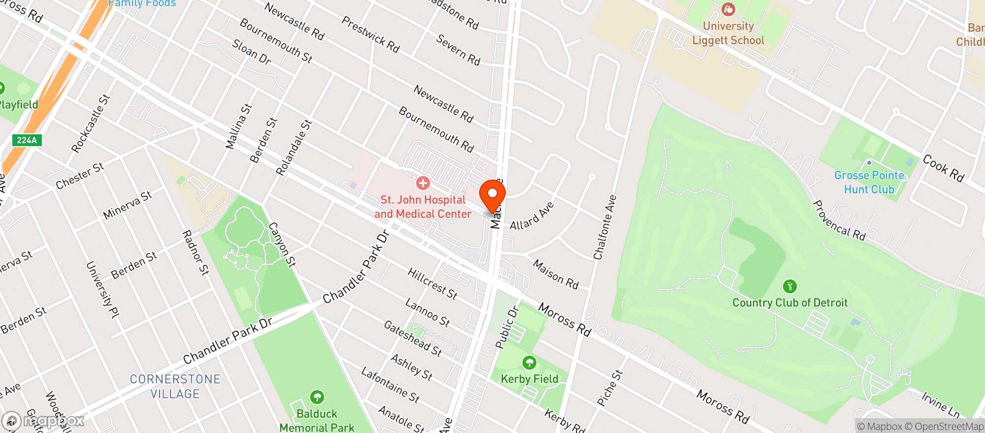 Map showing BETTERHEALTH MARKET (GROSSE POINTE)